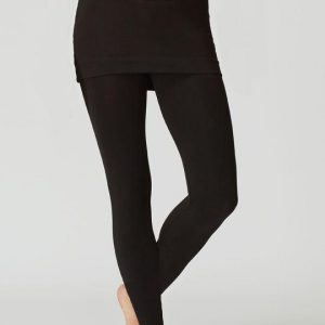 MEDIUM COMPRESSION LEGGINGS WITH STRAIGHT SKIRT BLACK