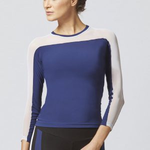 MESH UPPER LONG SLEEVE GYM TOP NAVY