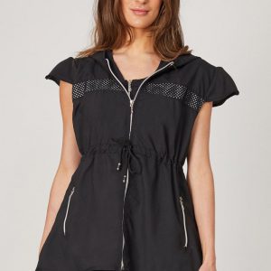 REFLECTIVE LIGHTWEIGHT SLEEVELESS RUNNING JACKET BLACK