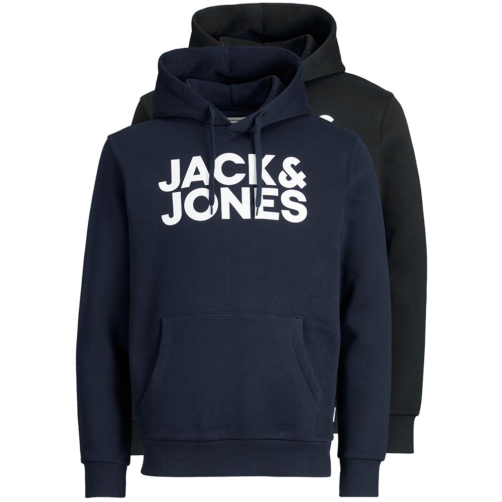 Jack & Jones Mens Jjecorp Logo Sweat Hood 2 Pack Hoodie
