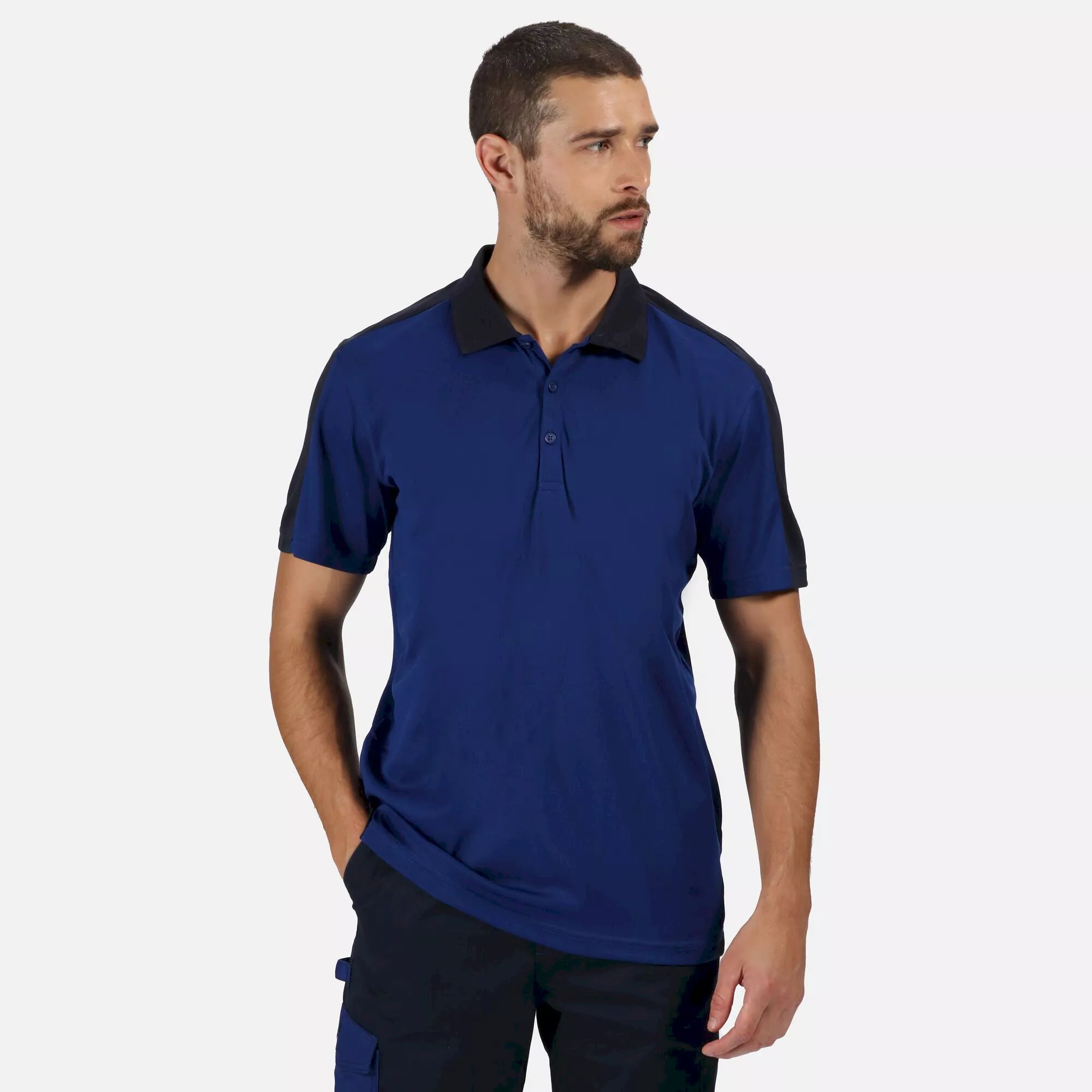Men's Contrast Coolweave Quick Wicking Polo Shirt - New Royal Navy