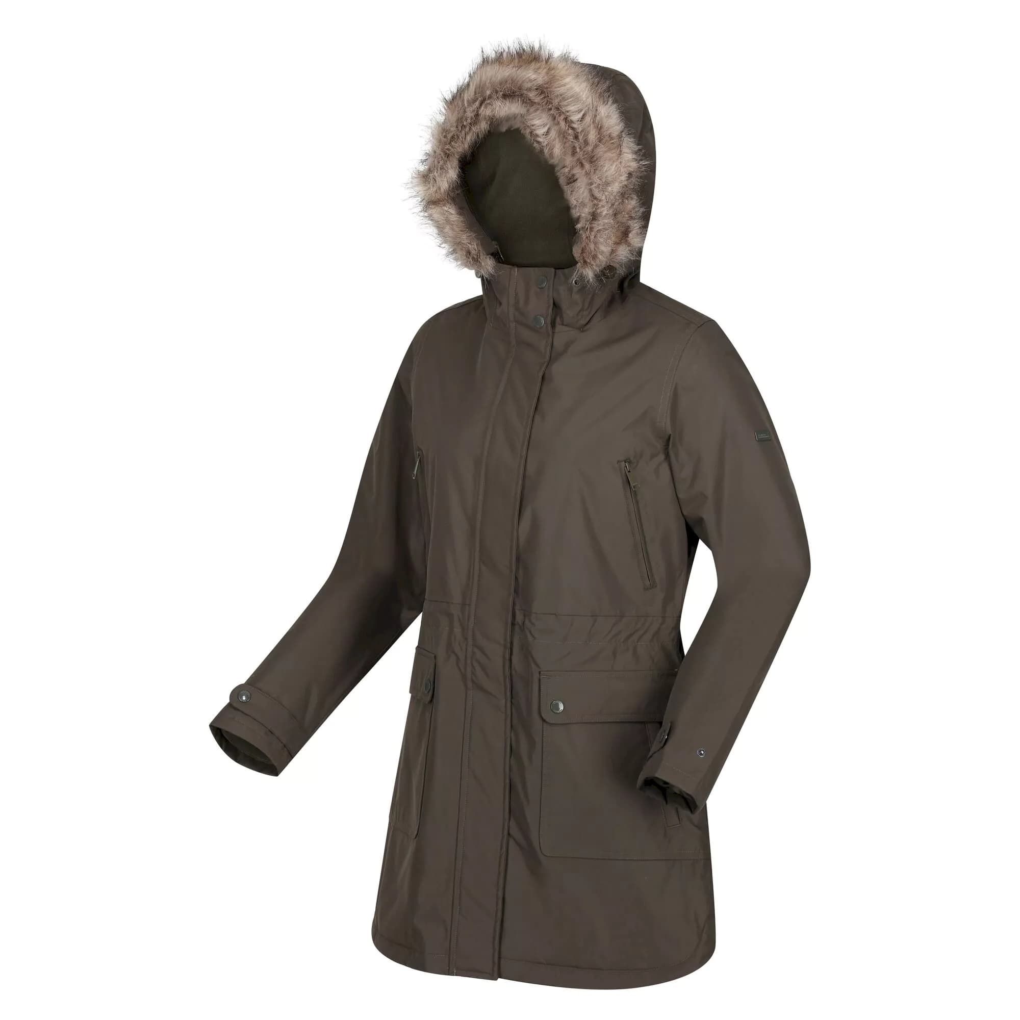 Women's Sabinka Fur Trim Parka Jacket | Dark Khaki