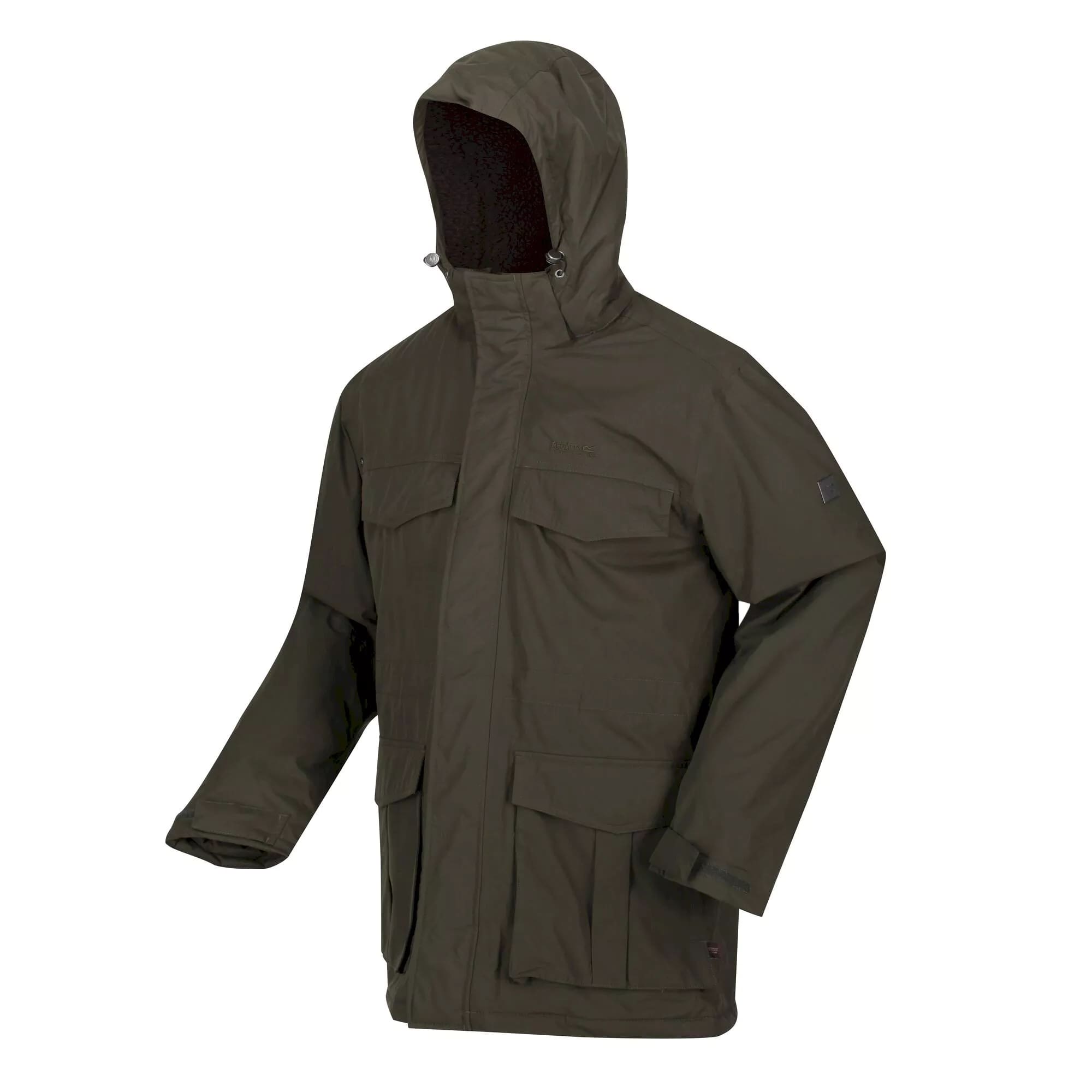 Men's Palben Waterproof Insulated Parka Jacket | Dark Khaki Black Borg