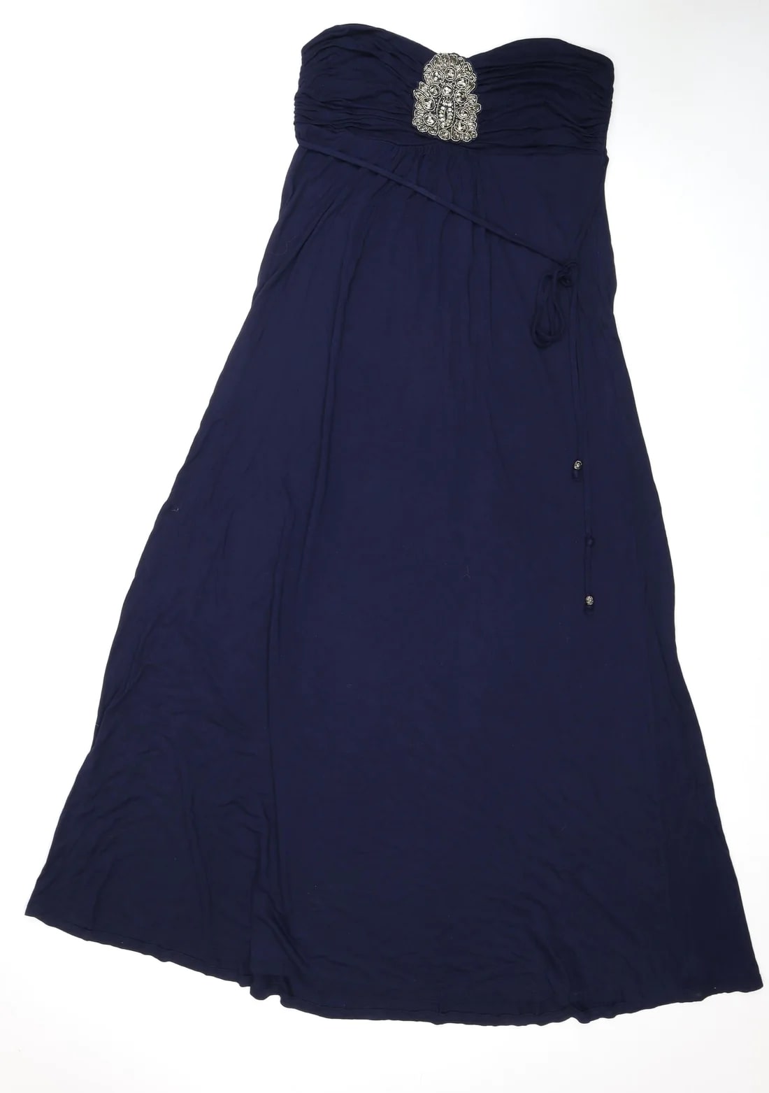 MONSOON Womens Blue Viscose Maxi Size 16 Off the Shoulder Zip