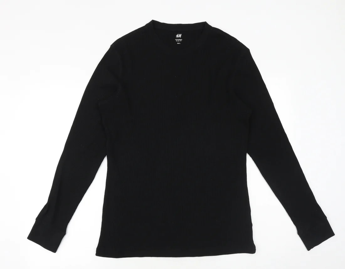 H&M Mens Black Cotton Pullover Sweatshirt Size L